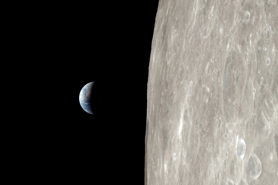 A screenshot from Niklas Melcher’s A World Unveiled, which is set to clips from NASA’s archive.